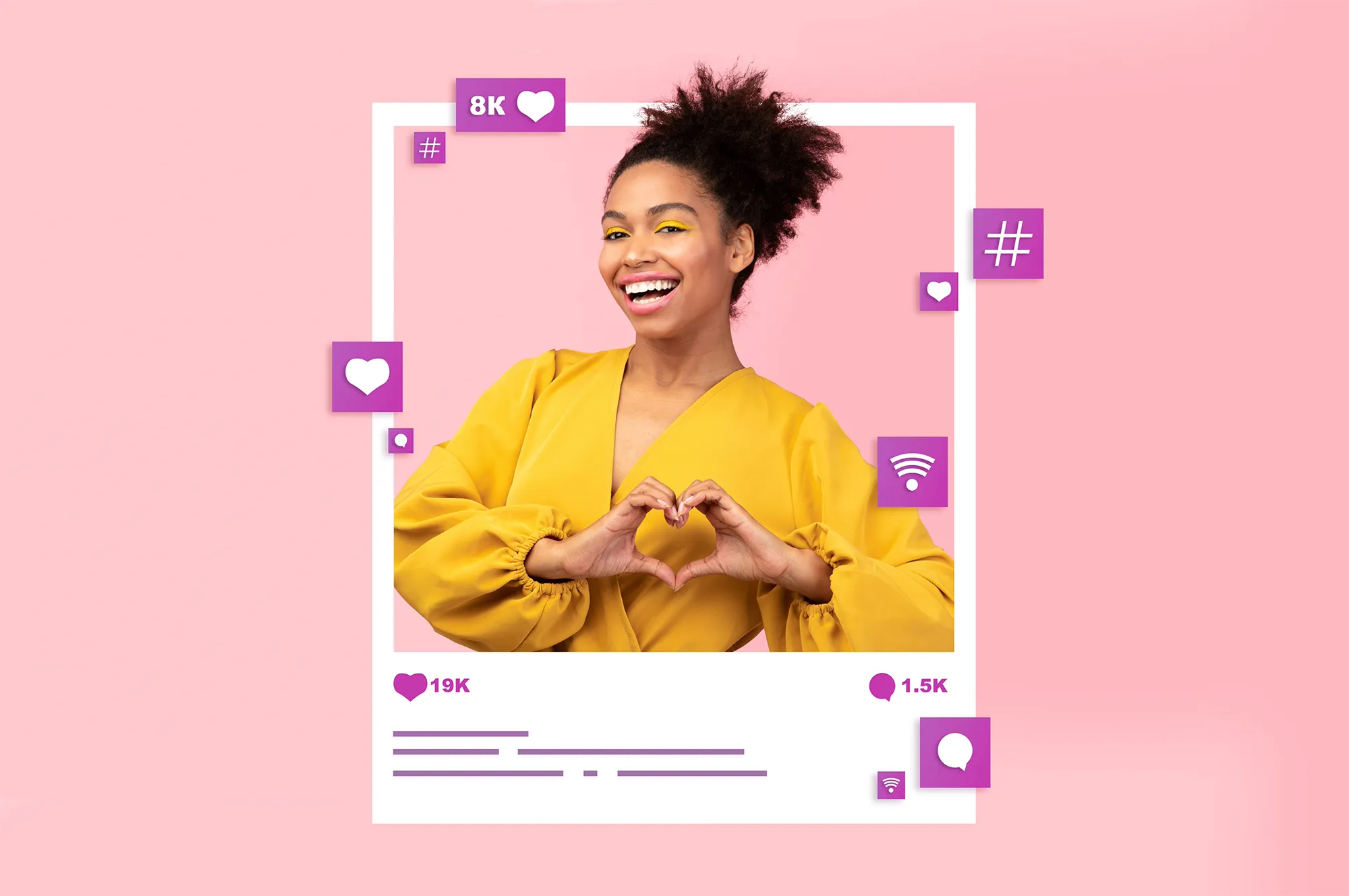 social media woman in yellow